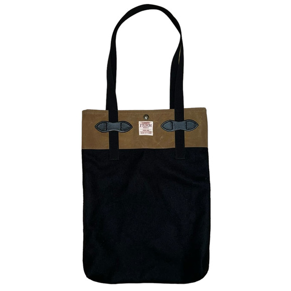 Filson Other - Filson Wool Tote Bag Riverkeeper Black Khaki Nylon Strap Leather Trim USA